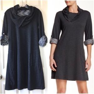 Max Edition | Cowl Neck Roll-Sleeve Shift Dress